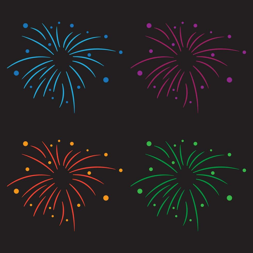 Cute cartoon of fireworks explosion vector element set. fireworks mascot set