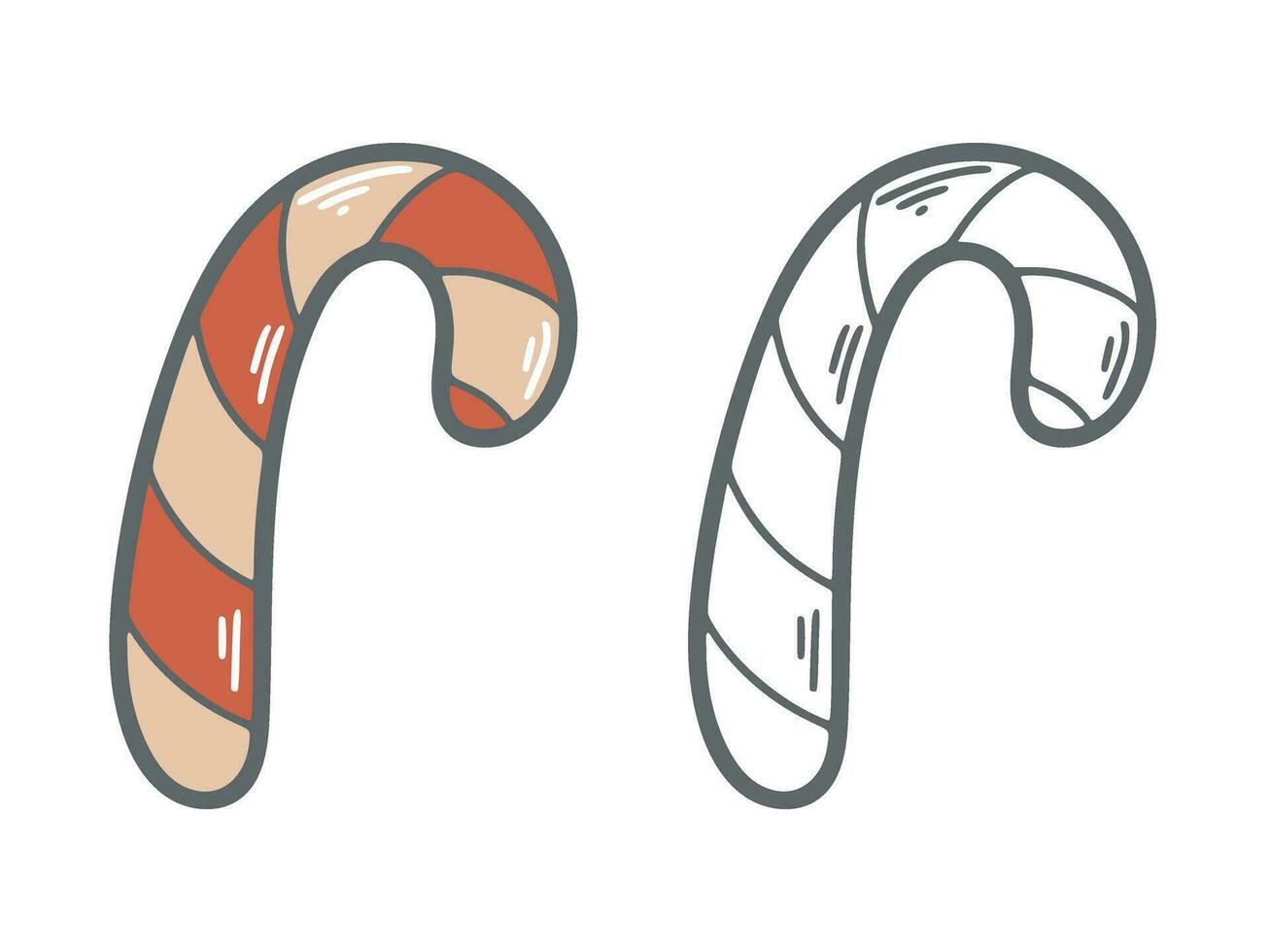 Traditional christmas candy cane doodle sketch style vector