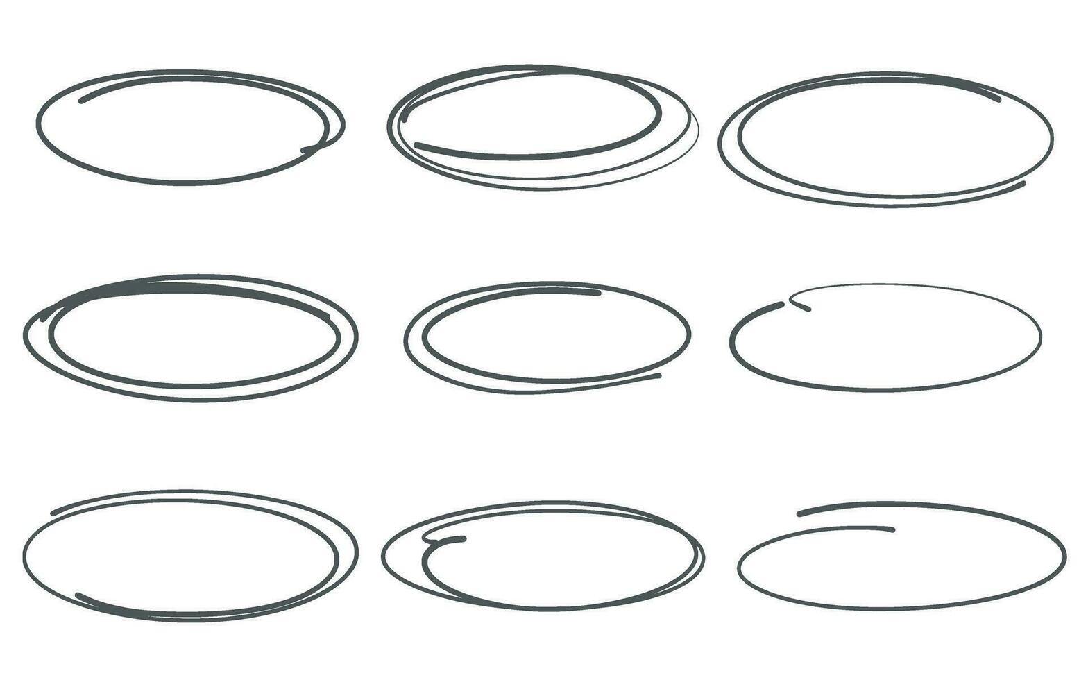 Set of oval shaped doodles vector