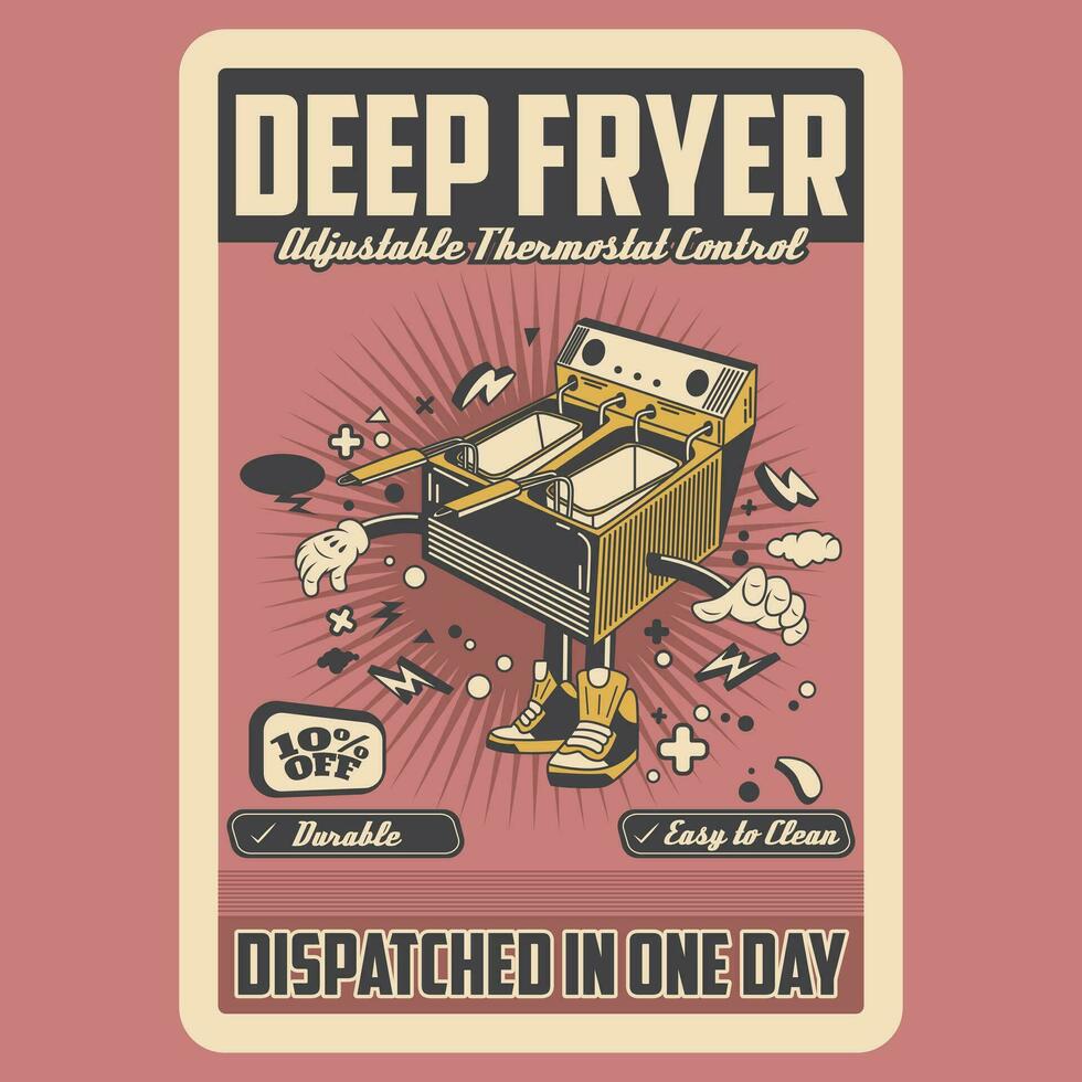 Retro Deep Fryer Poster Vector Illustration 32165644 Vector Art at Vecteezy