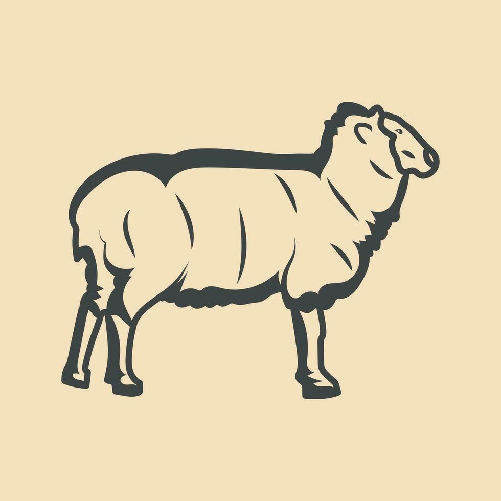 Sheep Retro vector Stock Illustration