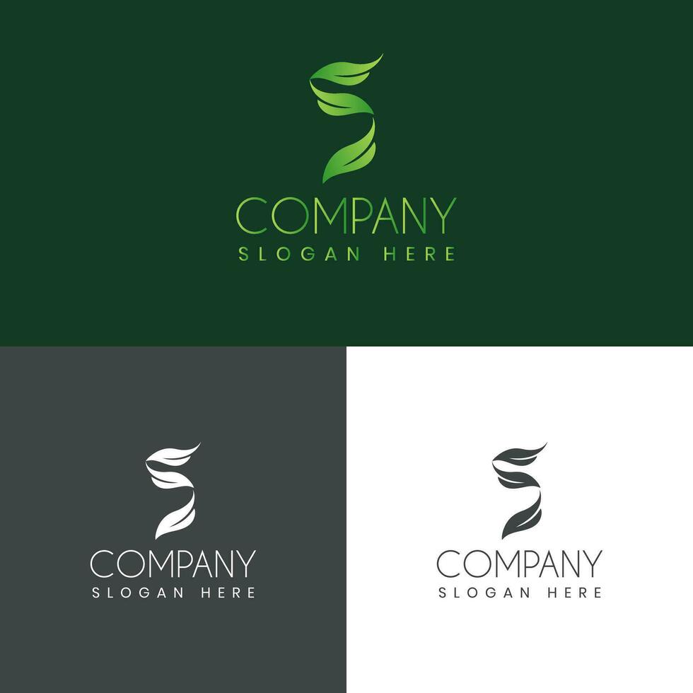 s letter with leaf creative logo design vector stock illustration