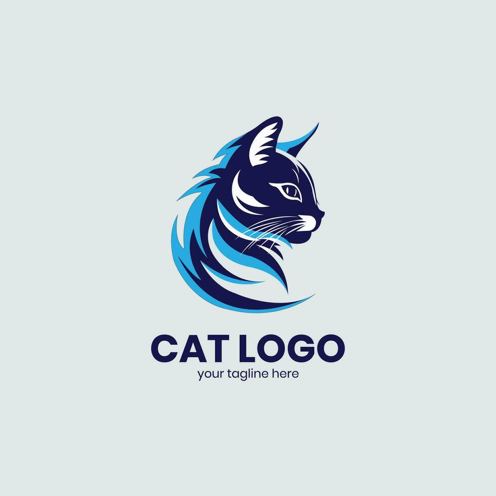 Cat Logo blue Design vector Stock Illustration