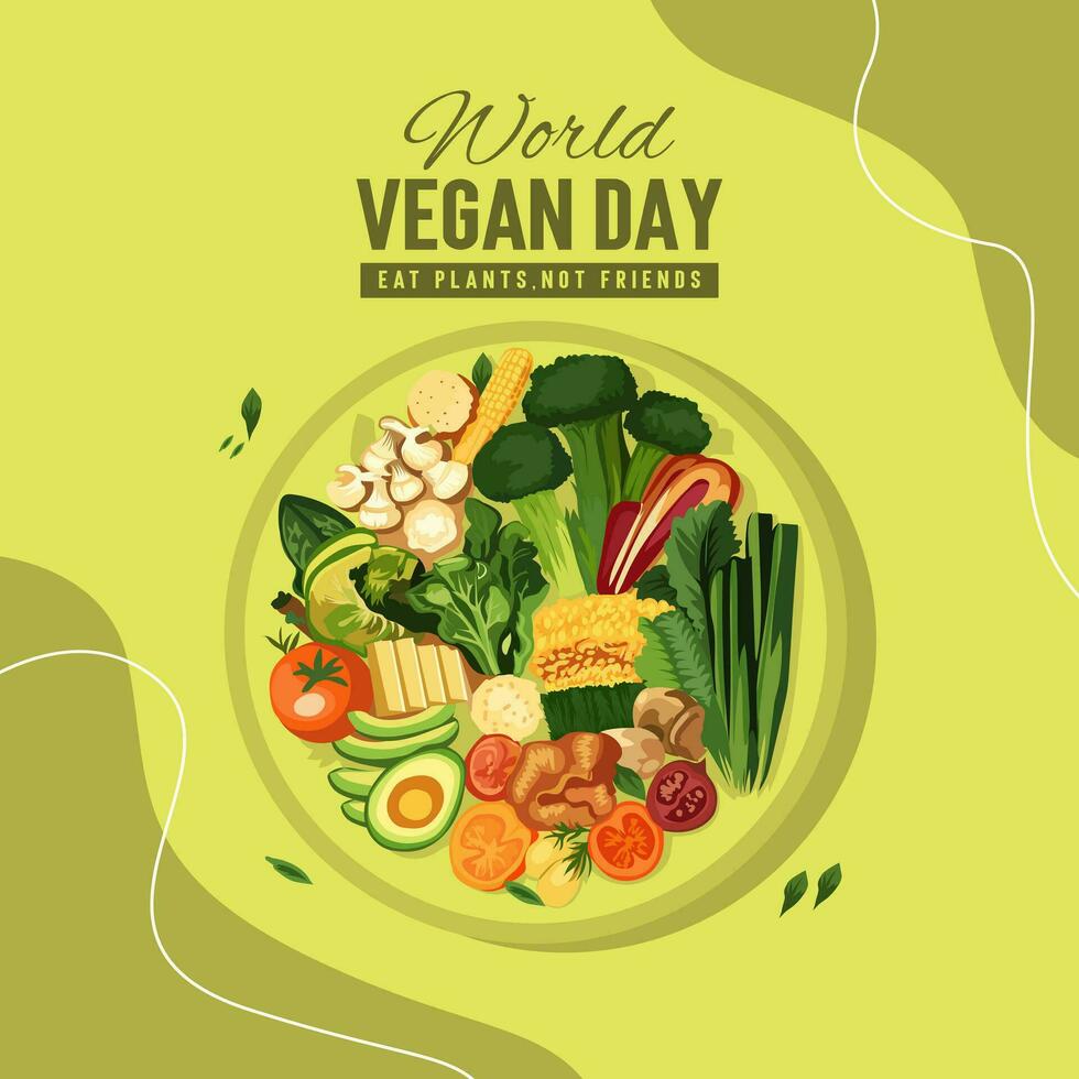 World vegan day Social Media Post template vector