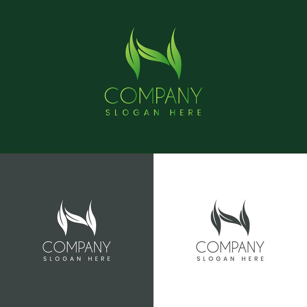 n letter with leaf creative logo design vector stock illustration