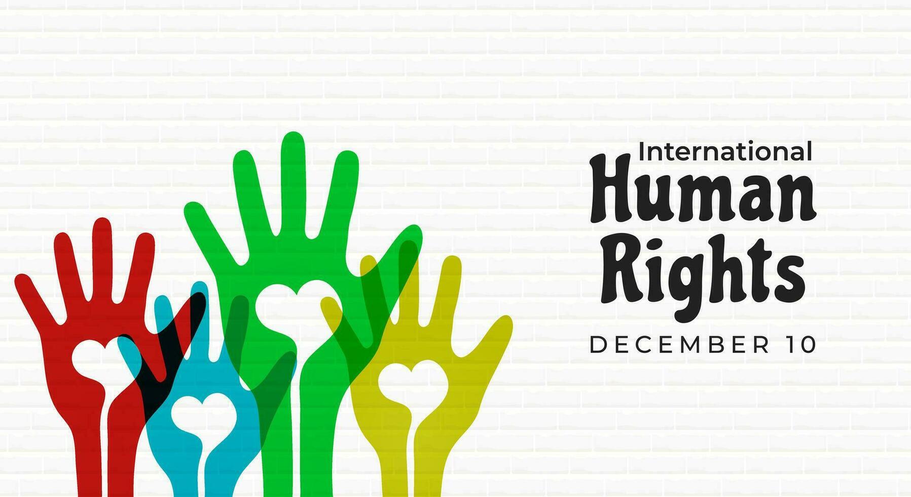 internacional humano derechos día. celebracion saludo diseño en diciembre 10 para antecedentes elementos, bandera, póster vector