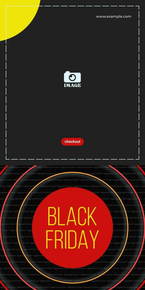 Black friday sale design. Illustration of glowing brick wall and flag ornament for promotion, advertising, banner, background vector