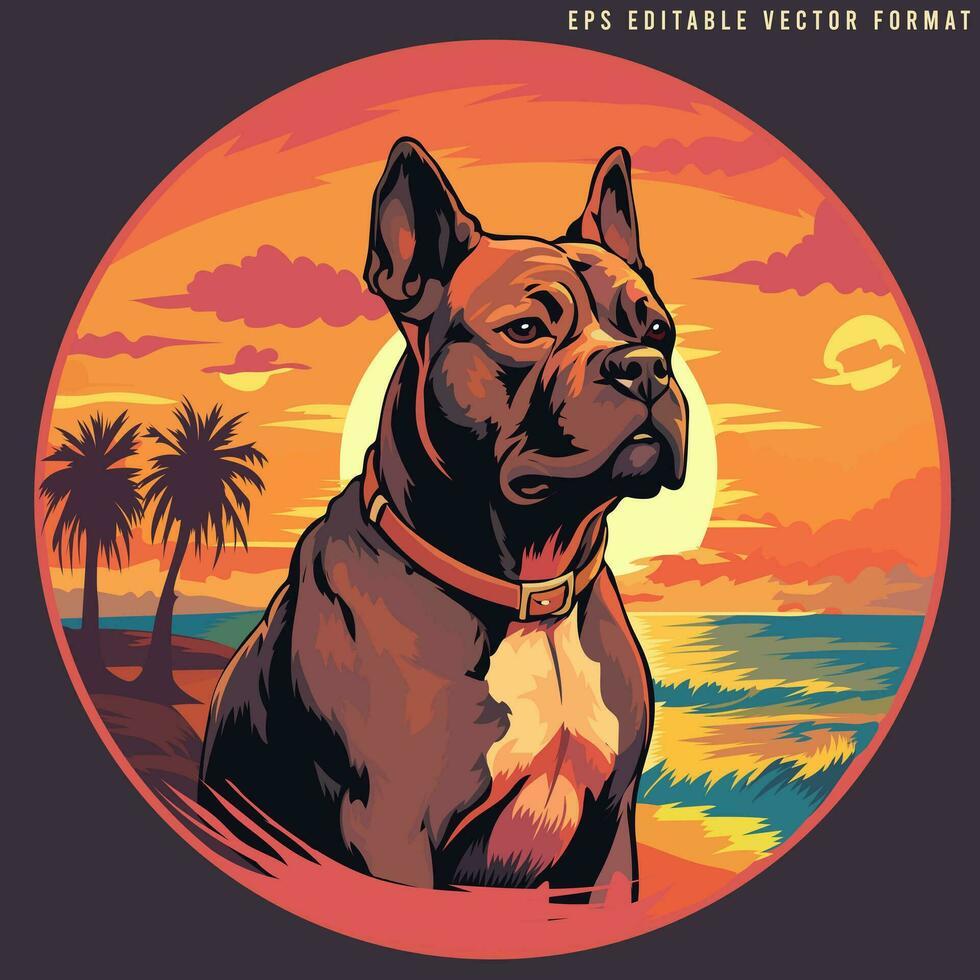 Pit Bull Dog Retro tshirt Design Vector Illustration
