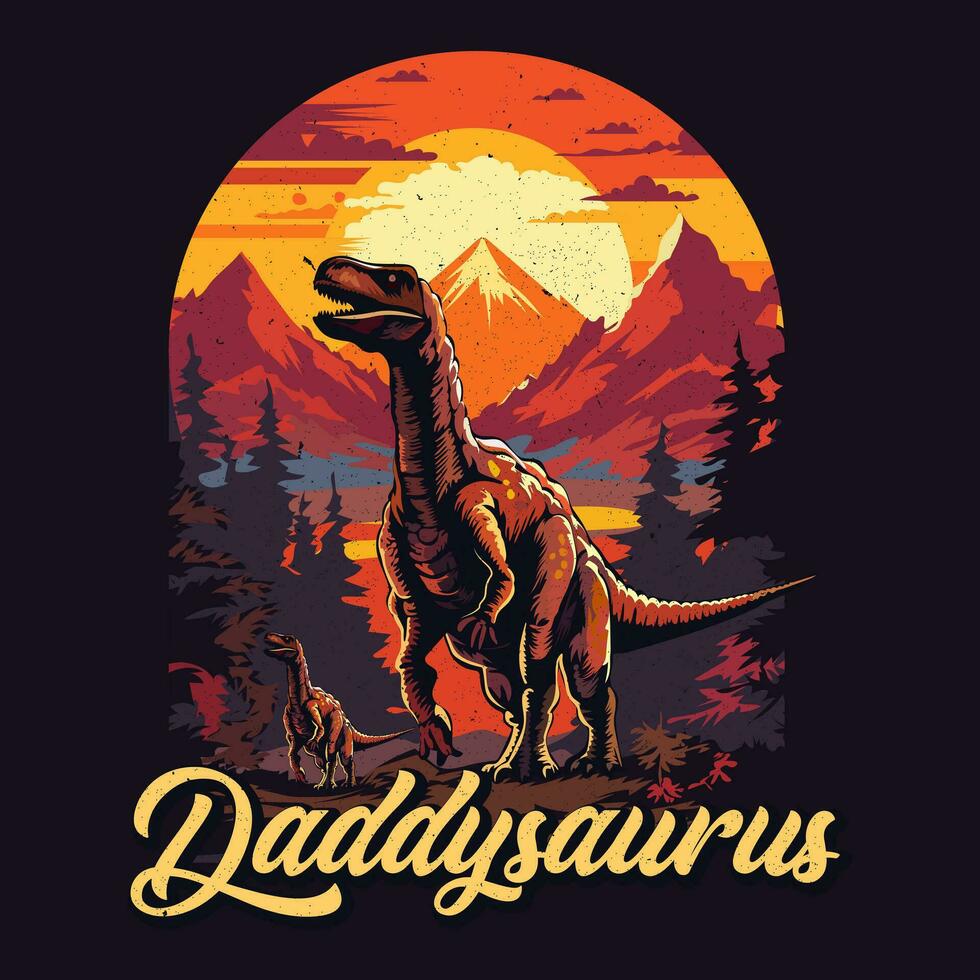 Daddysaurus T Shirt design vector illustration