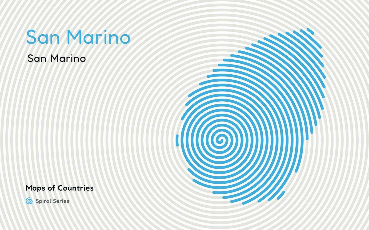 Creative map of San Marino. Political map. San Marino Capital. World Countries vector maps series. Spiral fingerprint series