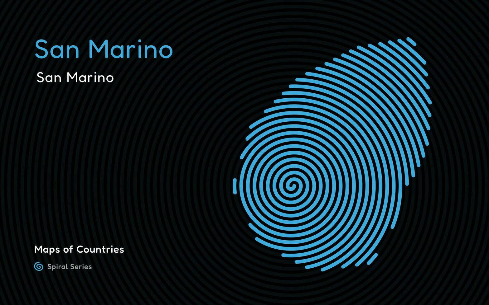 creativo mapa de san marino. político mapa. san marino capital. mundo países vector mapas serie. espiral huella dactilar serie