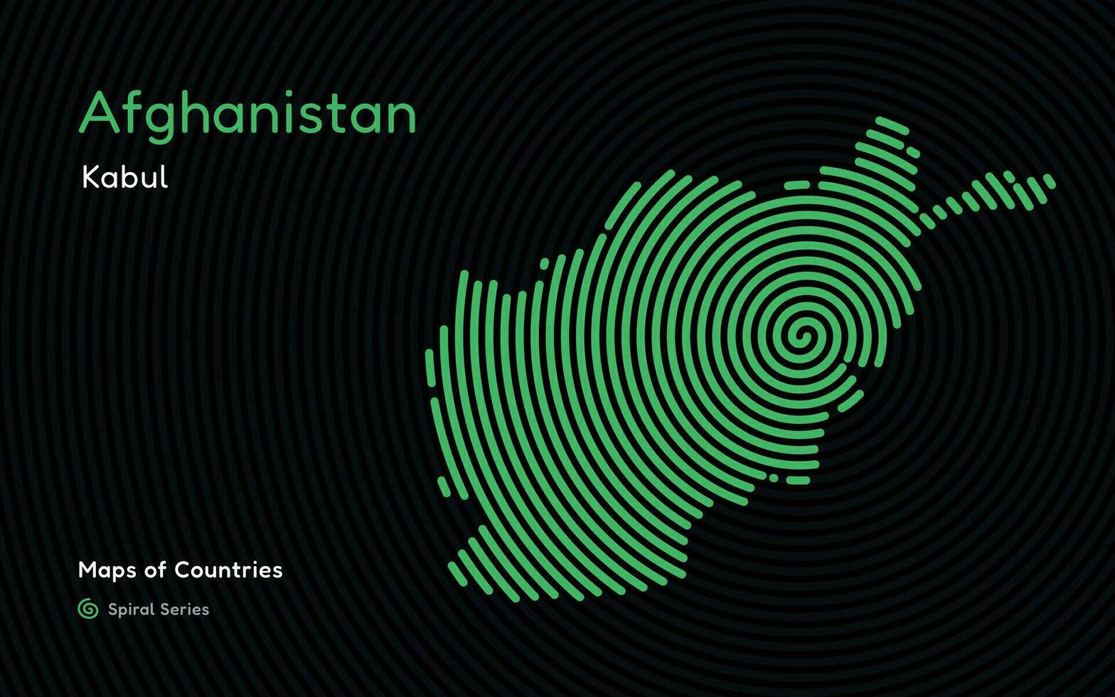 Creative map of Afghanistan, Political map. Kabul World Countries vector maps series. Spiral, fingerprint series