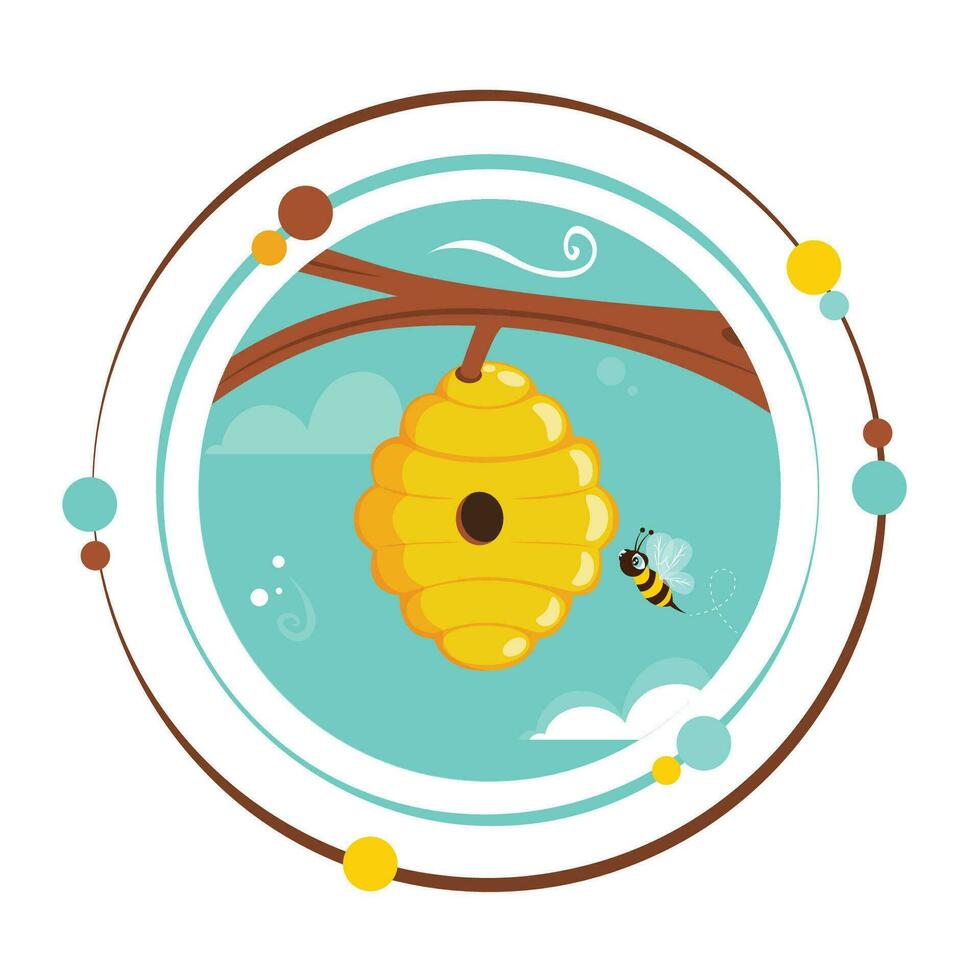 Honey beehive cartoon vector illustration graphic icon symbol