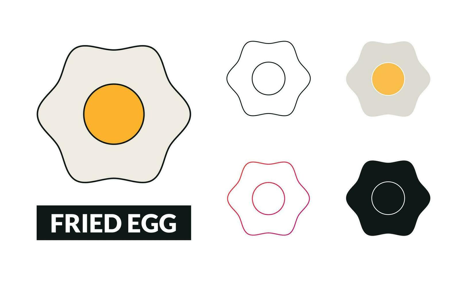 Fried egg Icon Set Vector Illustration