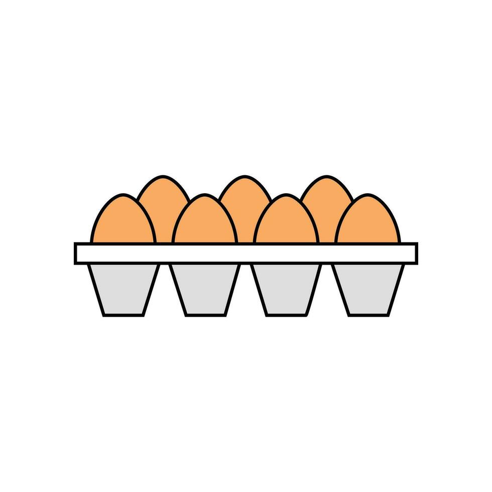 Egg tray Icon Vector Illustration. Egg tray Lineal Color Icon