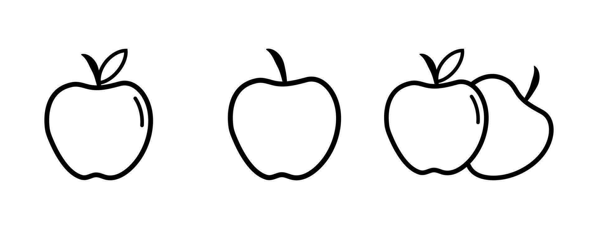 Apple Icon. Lineal Style Apple Outline Icon Vector Illustration