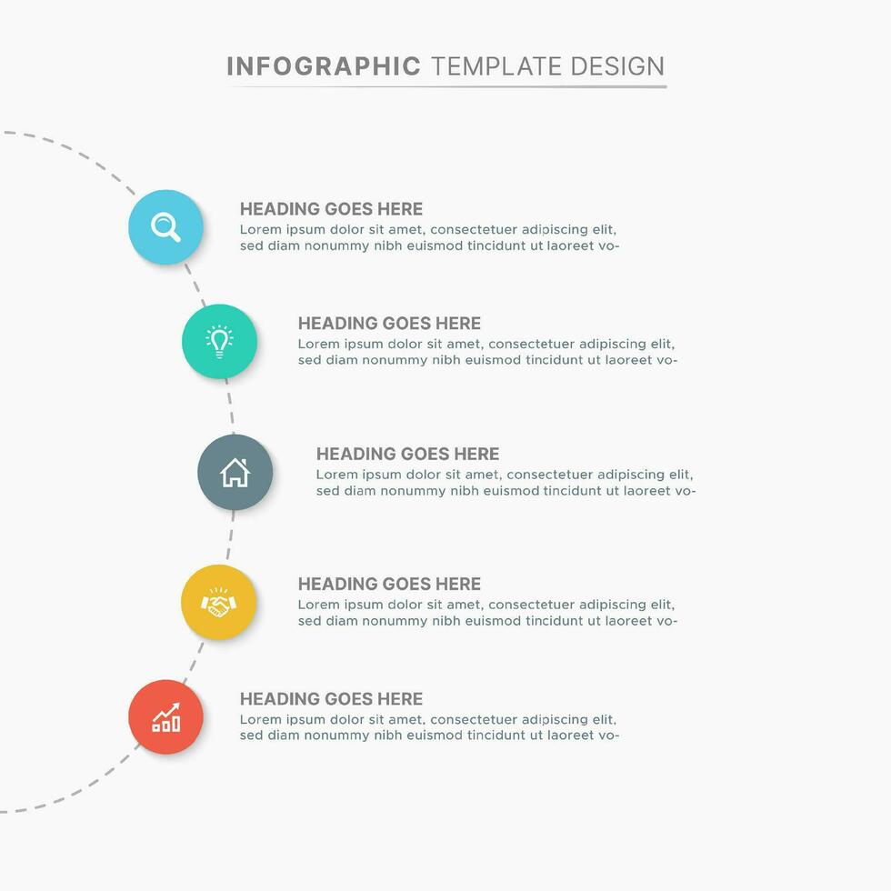 Circle Round Infographic Design Template with five Options vector
