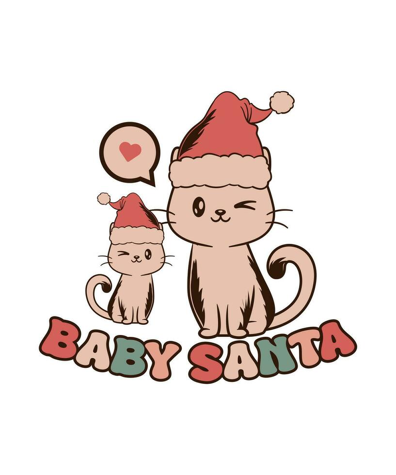 gato bebé Papa Noel vector