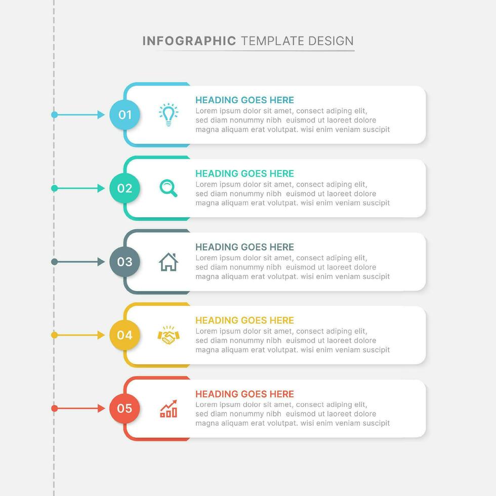 Simple Business Infographic Design Template with 5 Points vector