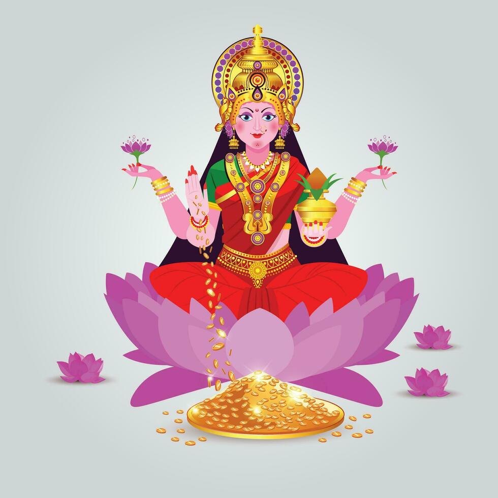 Laxmi Pooja Devi Laxmi Diwali festival vector