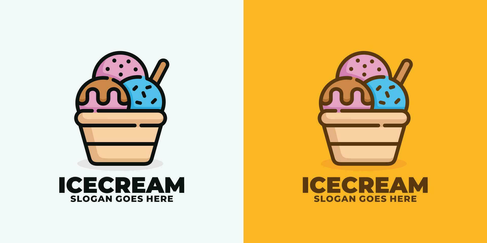 Ilustración de vector de diseño de logotipo de helado