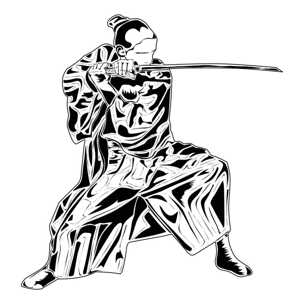 Samurai silhouette image, suitable for posters, symbols, t-shirt designs and others vector