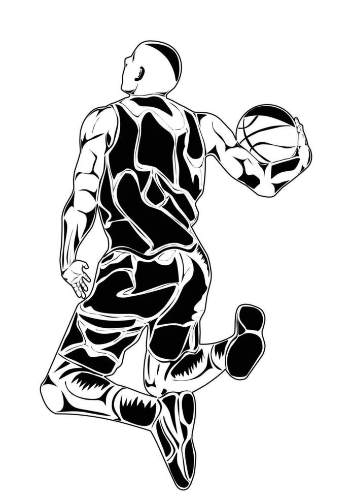 imagen de un baloncesto jugador, adecuado para carteles, símbolos, camiseta diseños y otros vector