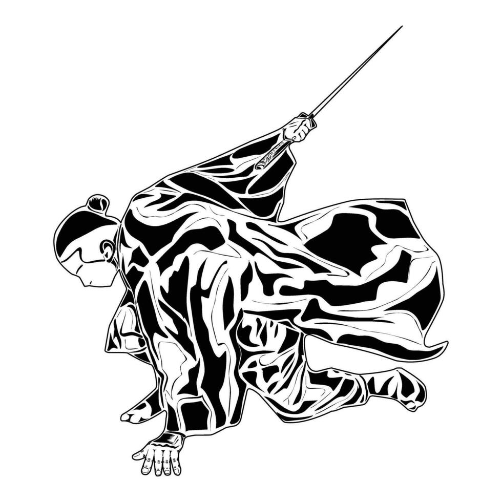 Samurai silhouette image, suitable for posters, symbols, t-shirt designs and others vector