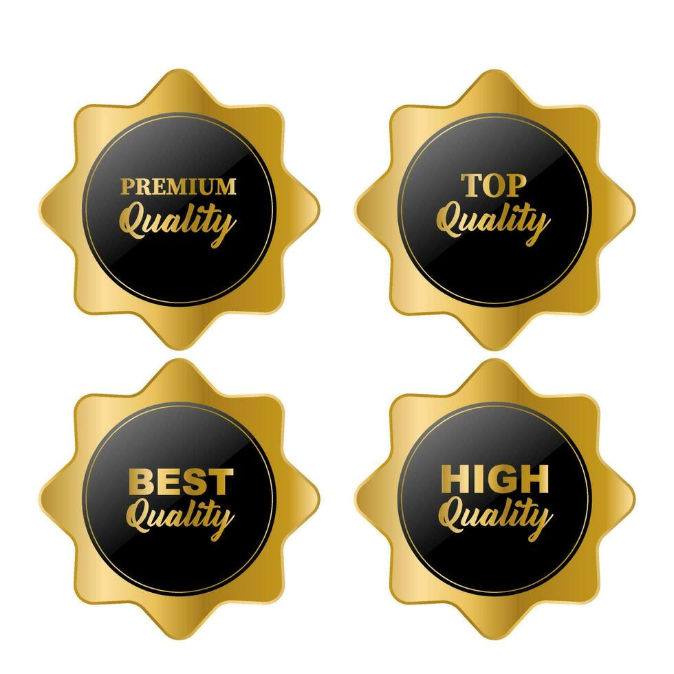 Set of quality product golden badges and labels vector