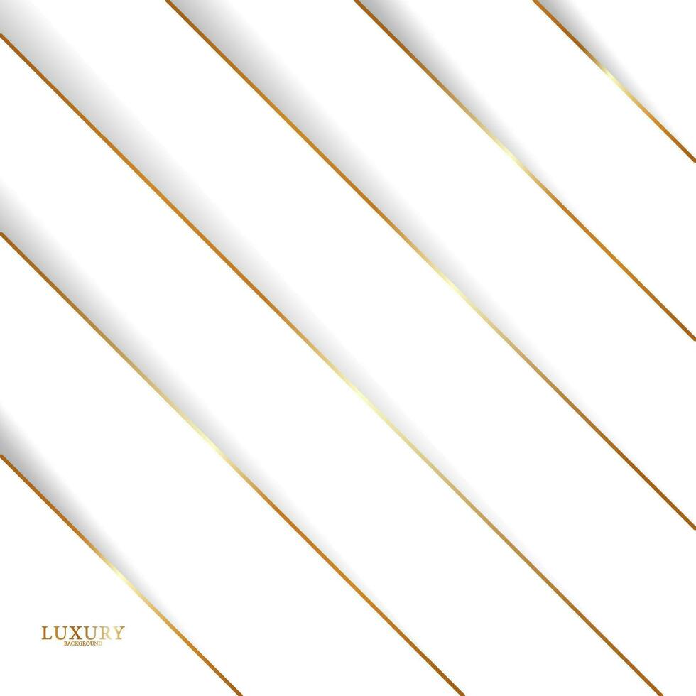 Abstract modern geometric white background. Paper cut style with golden lines. Luxury concept. vector