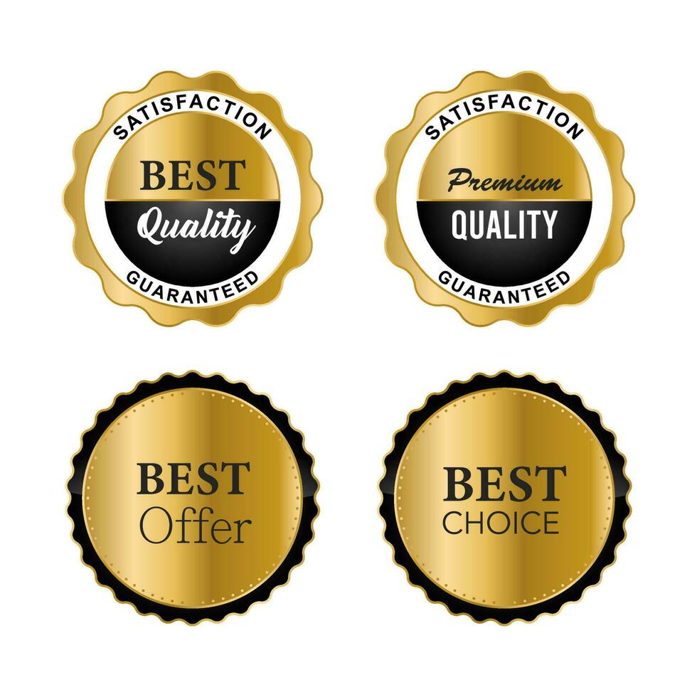 Luxury gold badges and labels premium quality product. vector