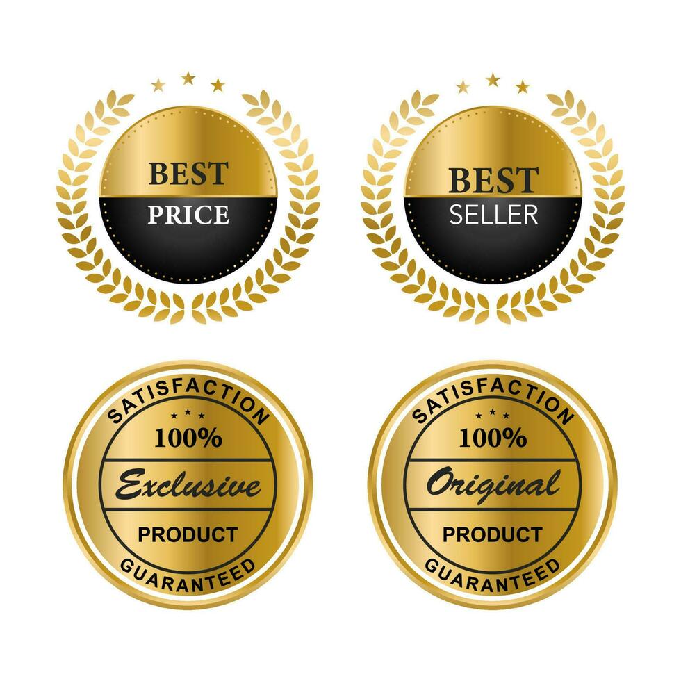 Luxury gold badges and labels premium quality product. vector