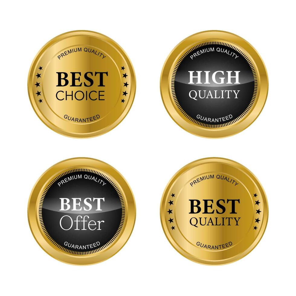 Luxury golden seal badges and labels sales quality product. vector illustration