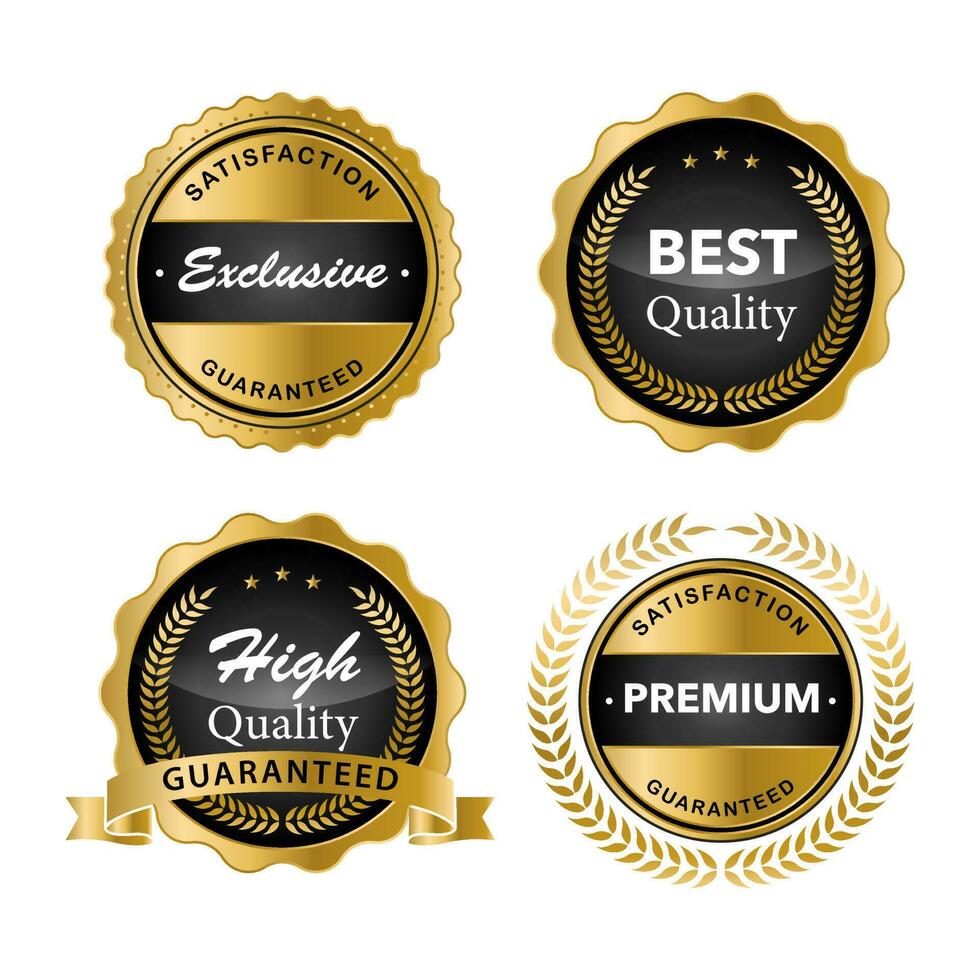 Luxury gold badges and labels premium quality product. vector