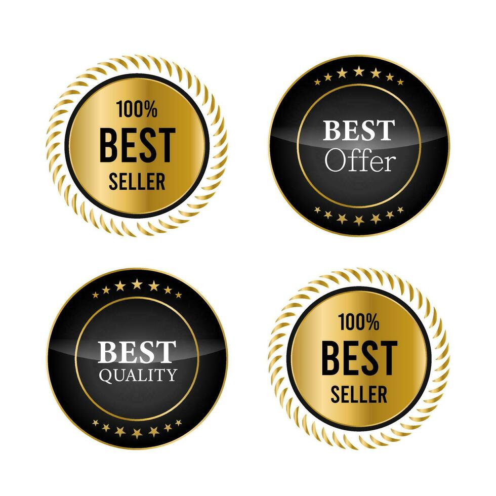 A golden collection of various badges and labels vector
