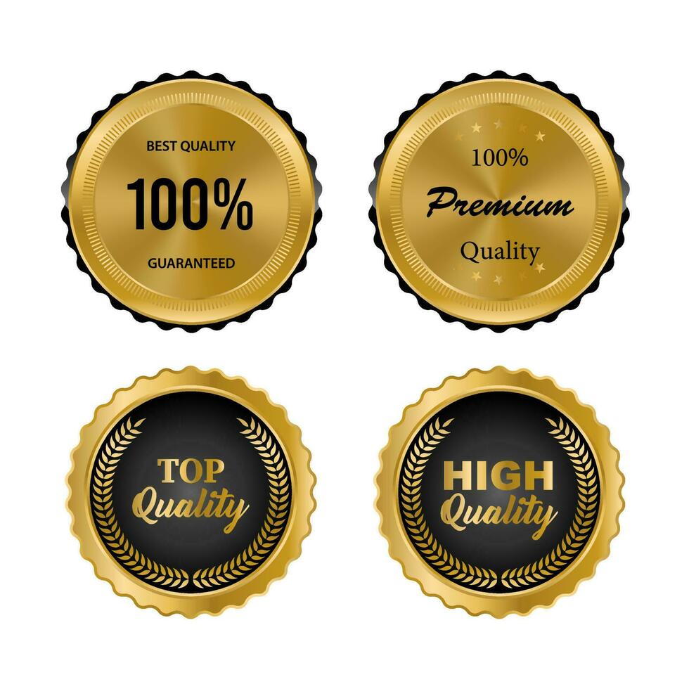 Luxury gold badges and labels premium quality product. vector