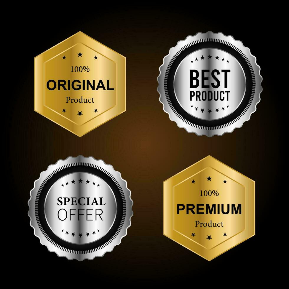 Luxury gold badges and labels premium quality product. vector illustration