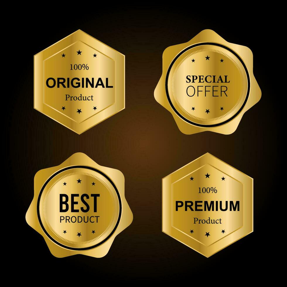 Luxury gold badges and labels premium quality product. vector illustration