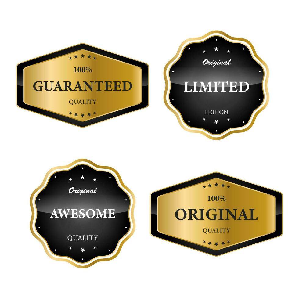 Set golden badges and labels. vector illustration