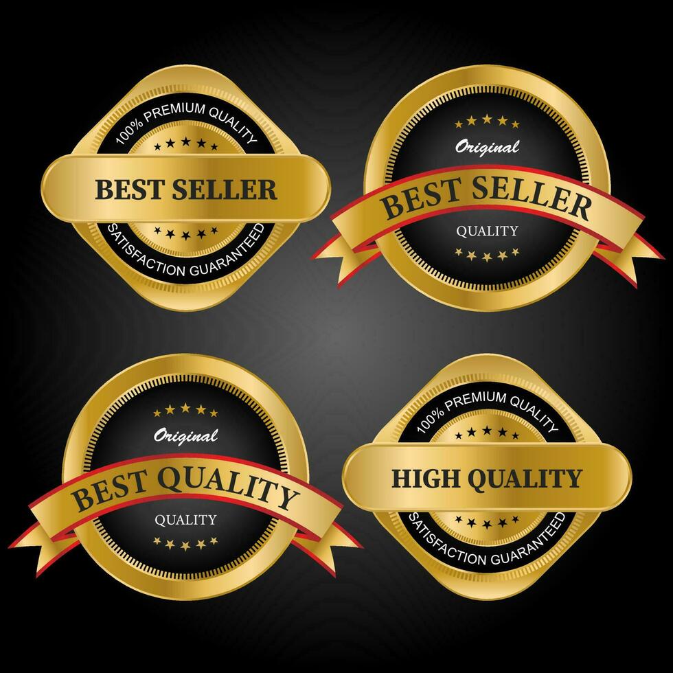 Golden labels premium quality collection vector