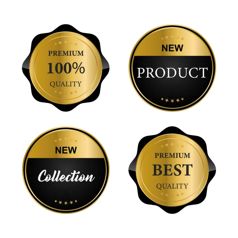 Luxury golden seal badges and labels sales quality product. vector illustration