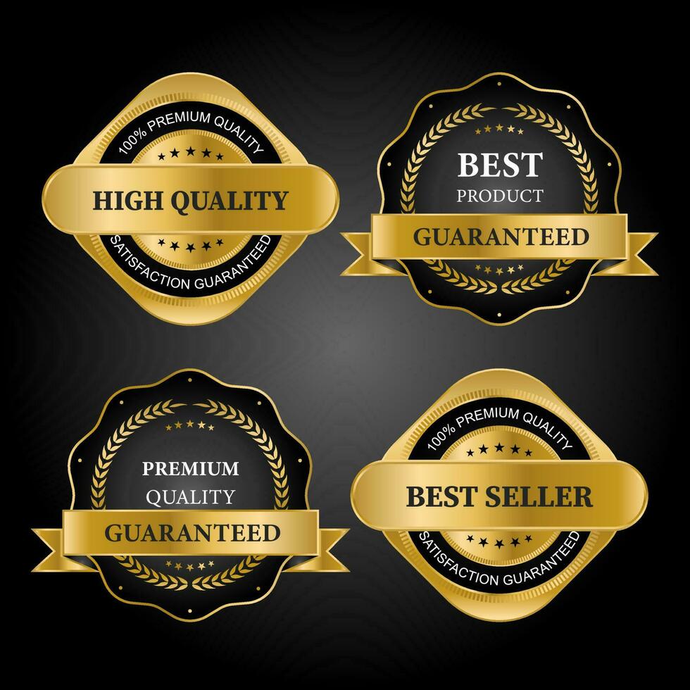 Golden labels premium quality collection vector