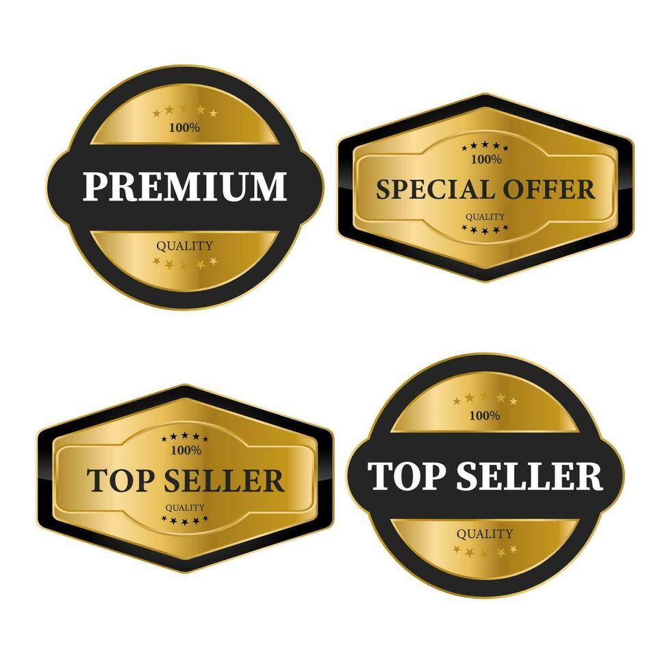 Golden labels premium quality collection vector