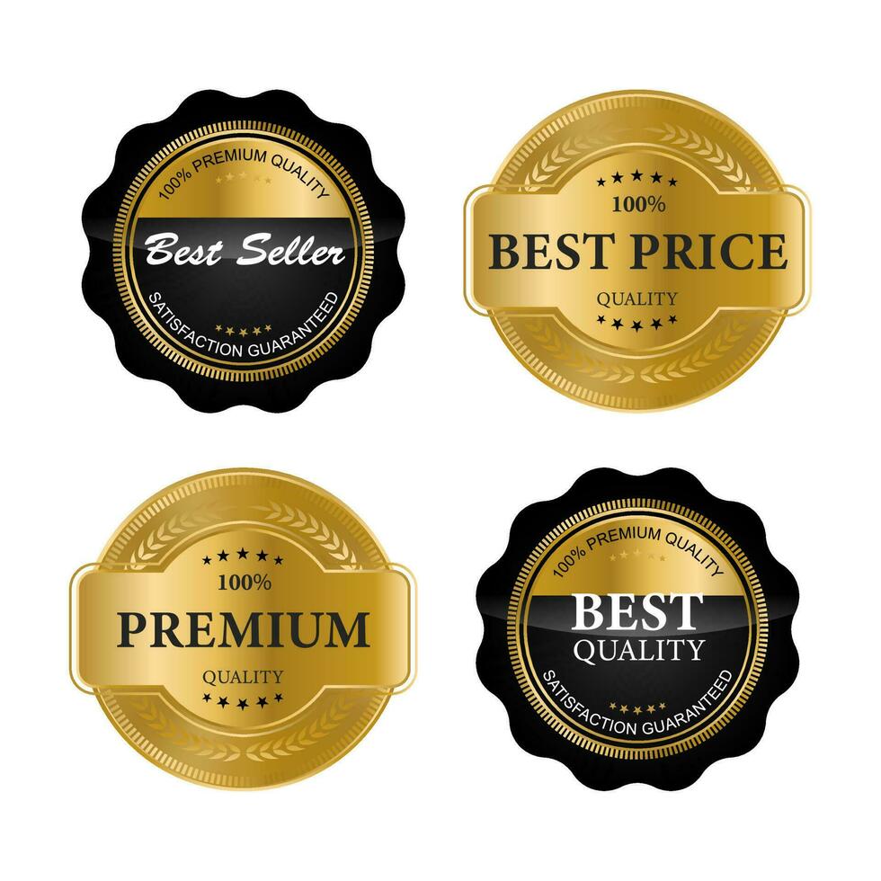 Luxury golden seal badges and labels sales quality product. vector illustration