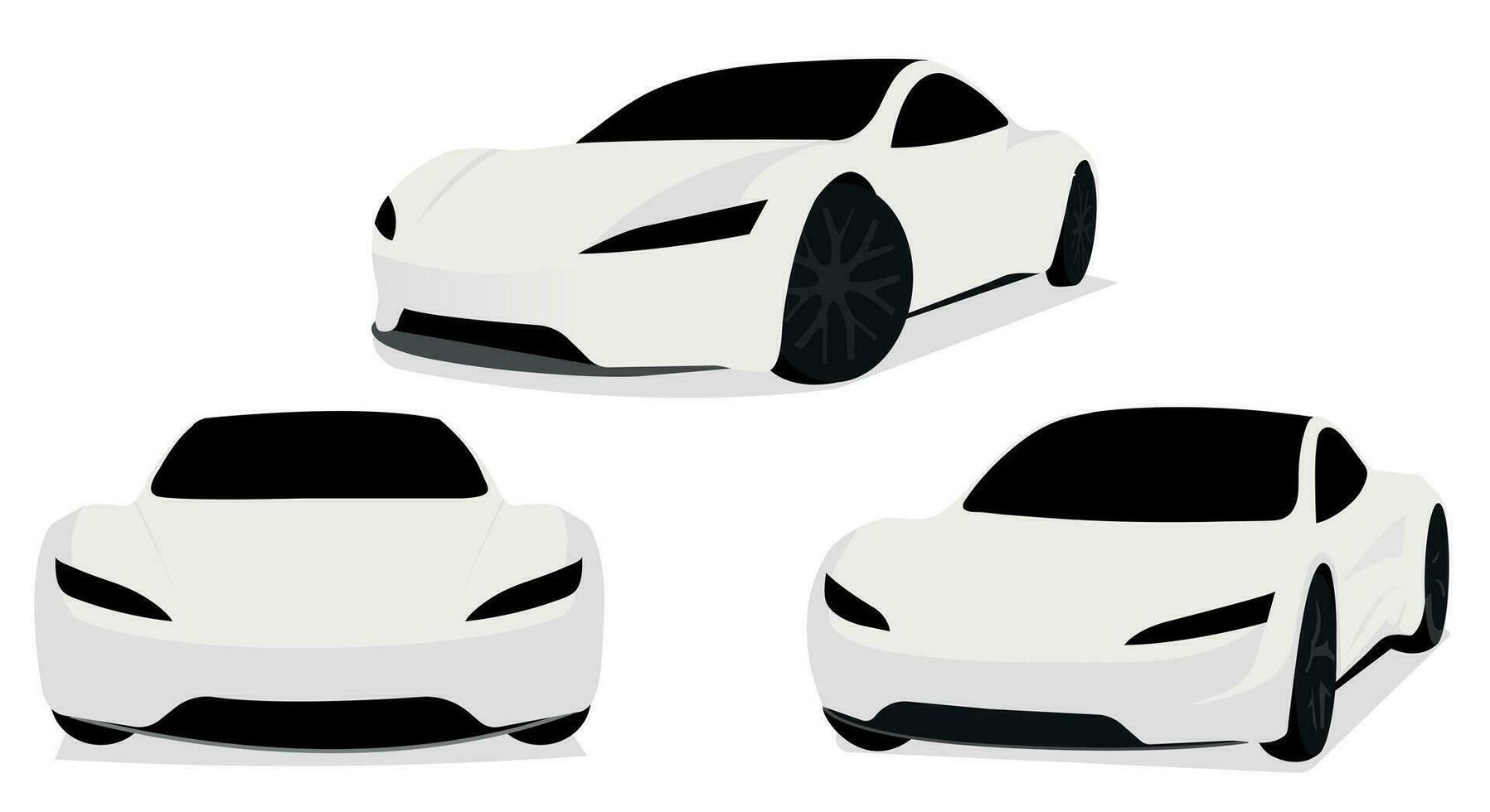 Realistic car isolated on white. Vector car illustration. Set the car from all sides.