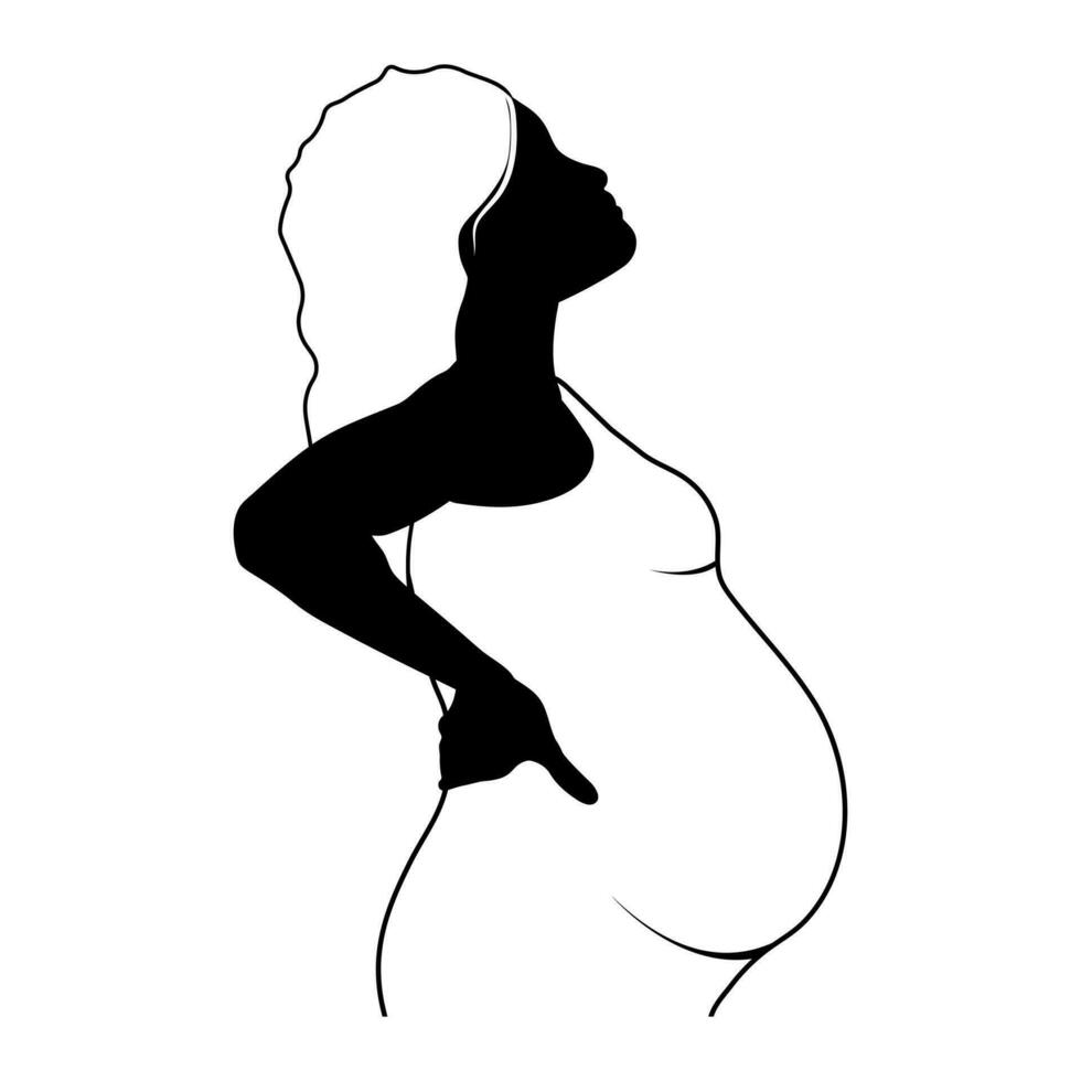 mother and child. silhouette of a pregnant woman with a child in her womb. vector illustration