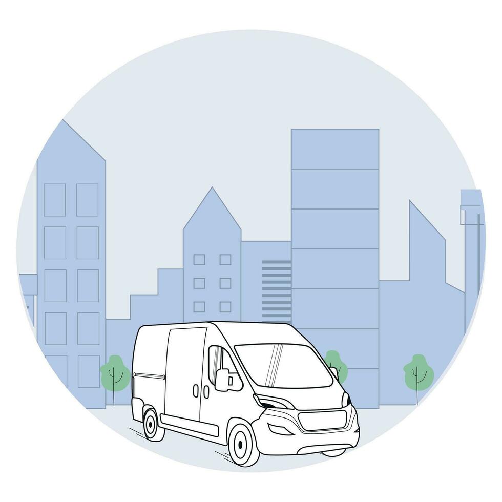 truck on the background. delivery van illustration vector