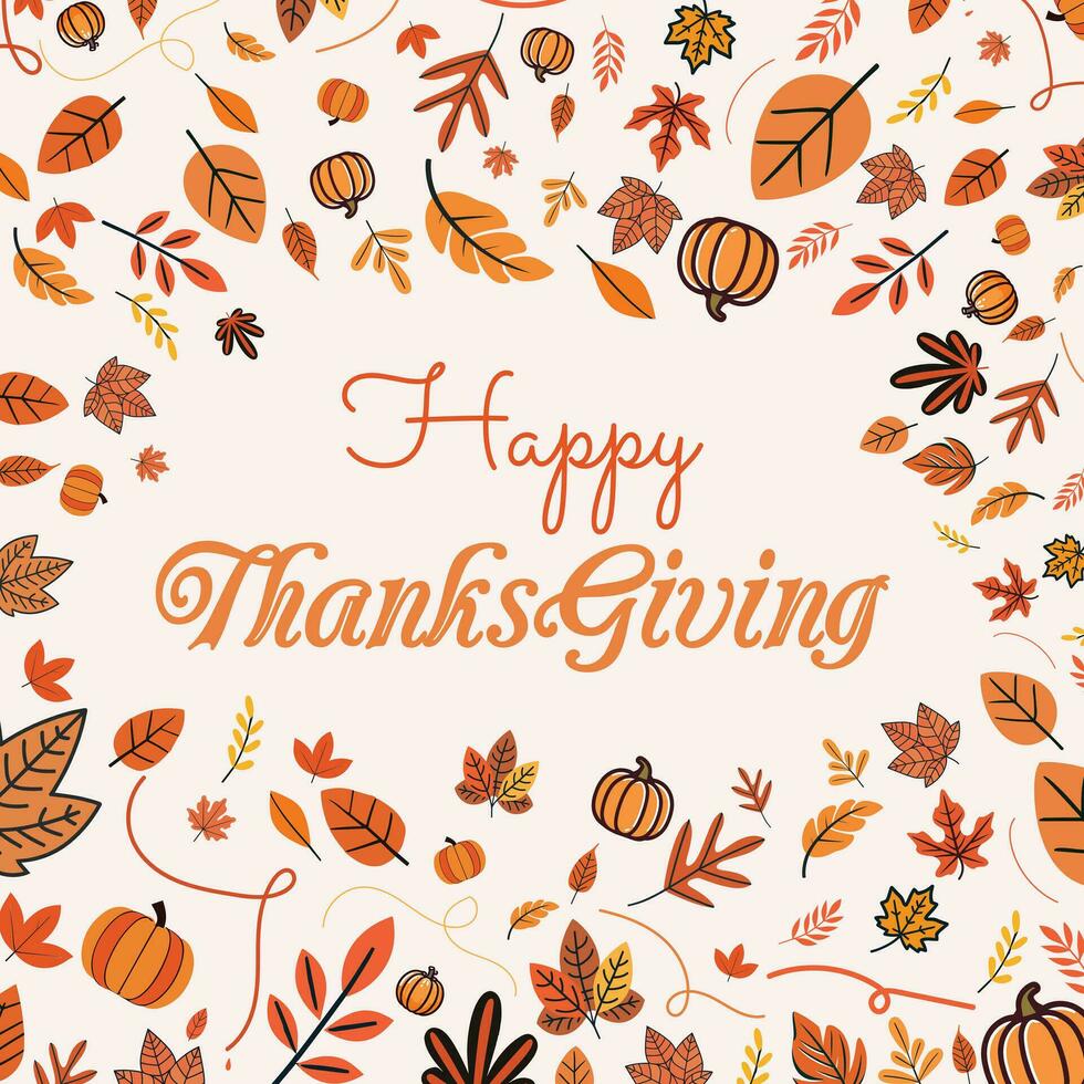 Minimalist thanksGiving Calligraphy Square Post Design vector