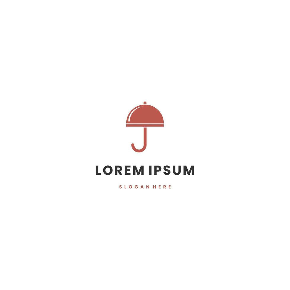 Umbrella restaurant concept logo design on isolated background vector