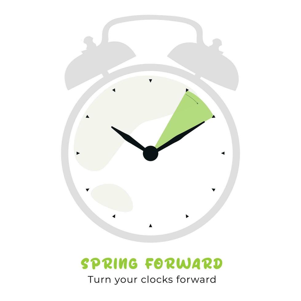 spring time change illustration with flowers and clock vector